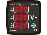 Цифровой вольтметр частотомер (3 фазы-3 дисплея) Datakom DVF-0303 72x72